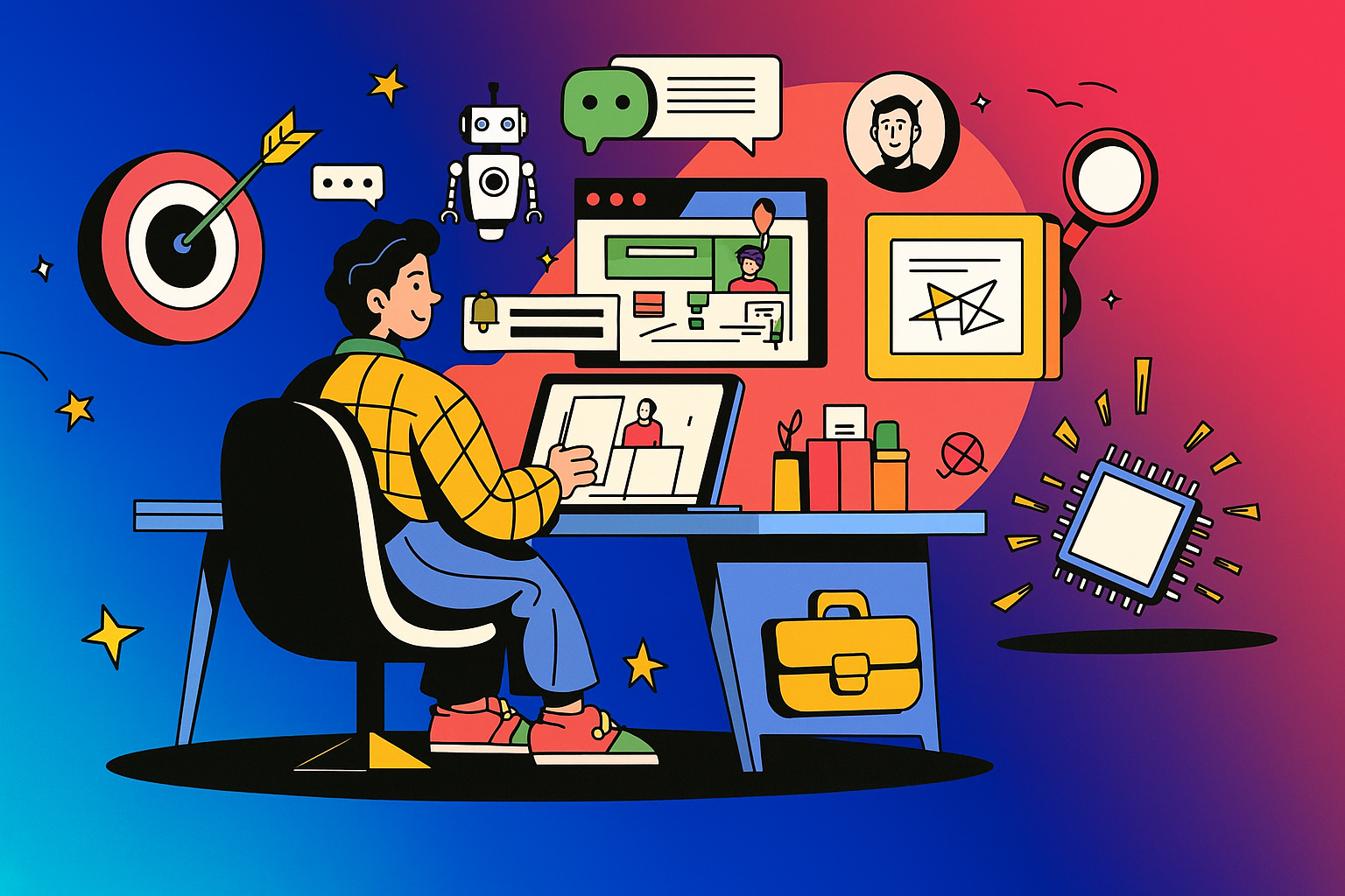 Web interview rooms with panels and timers